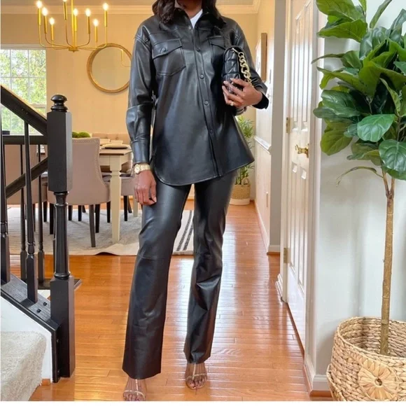 Wilson’s Maxima Pockets Black Buttery Soft Genuine Leather Bootcut Pants Size 10 - Picture 1 of 14